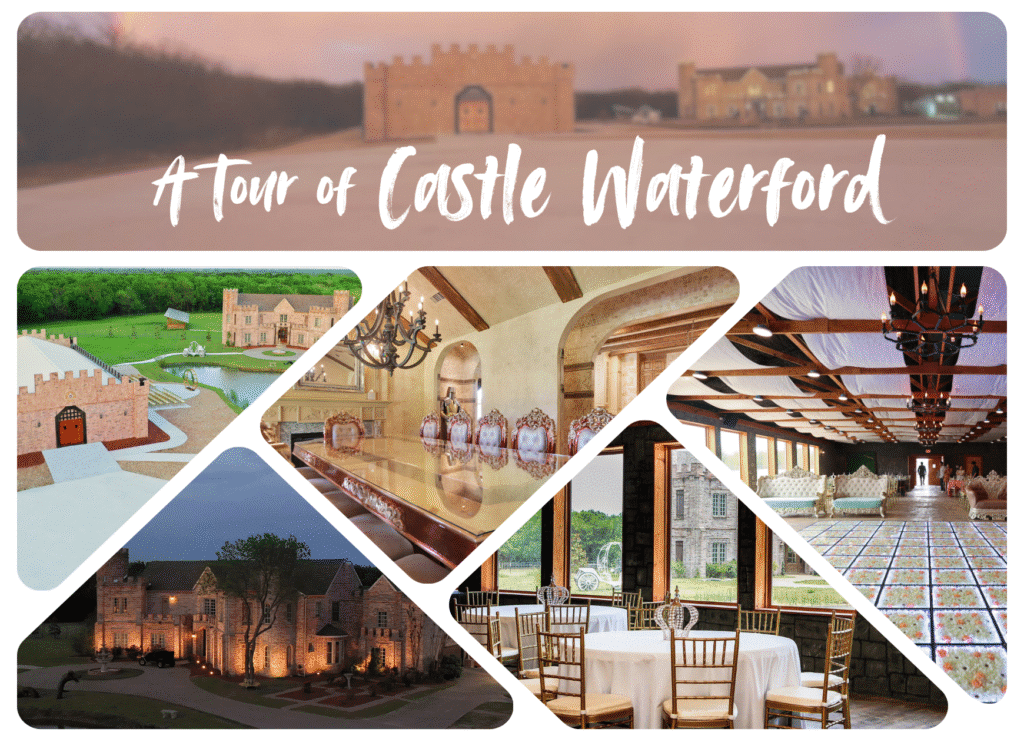 Castle Waterford, event venue Rockwall TX, wedding venue near Dallas, private event venue Texas, replica Irish castle Texas, Royse City event venue, romantic wedding venue, milestone celebration venue, quinceañera venue Rockwall, party venue near Dallas, corporate event venue Texas, family-owned event venue, enchanted forest event venue, heart-shaped pond venue, Cinderella carriage wedding.