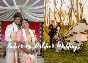 Indoor vs outdoor wedding, wedding venue tips, outdoor wedding pros and cons, indoor wedding benefits, planning a wedding, castle wedding venue Texas, best wedding venue type, outdoor wedding checklist, elegant wedding venue, wedding location comparison.