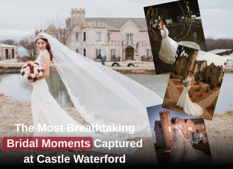Castle Waterford wedding photography bridal portraits Castle Waterford Texas castle wedding venue Dallas wedding photography locations Luxury wedding venue in Texas elegant bridal portraits in Texas Grand Staircase Bridal Portraits Sunset bridal portraits at a castle