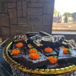 Chocolate brownie dessert platter with decorative garnish at Castle Waterford wedding catering