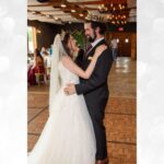 Bride and groom sharing first dance indoors at Castle Waterford wedding reception