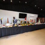 Wedding catering display with decorative food presentation and buffet setup at Castle Waterford