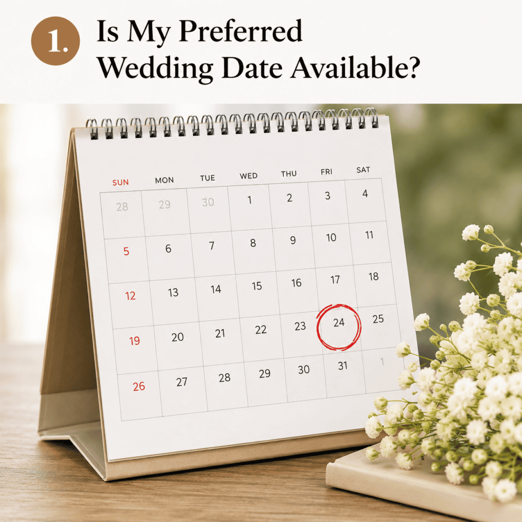 Wedding calendar with a preferred wedding date circled