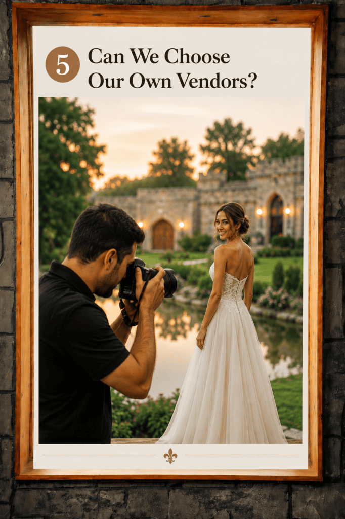 Wedding photographer taking photos of a bride at an outdoor wedding venue